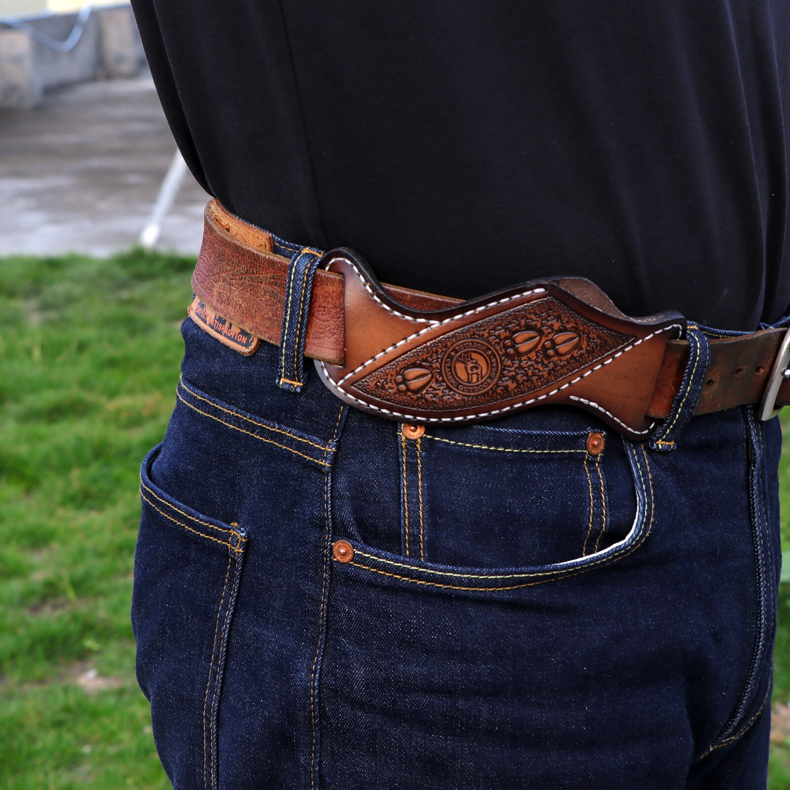 TOURBON Leather Fixed Blade Knife Sheath Slanted Pancake Belt Holster Hunting US