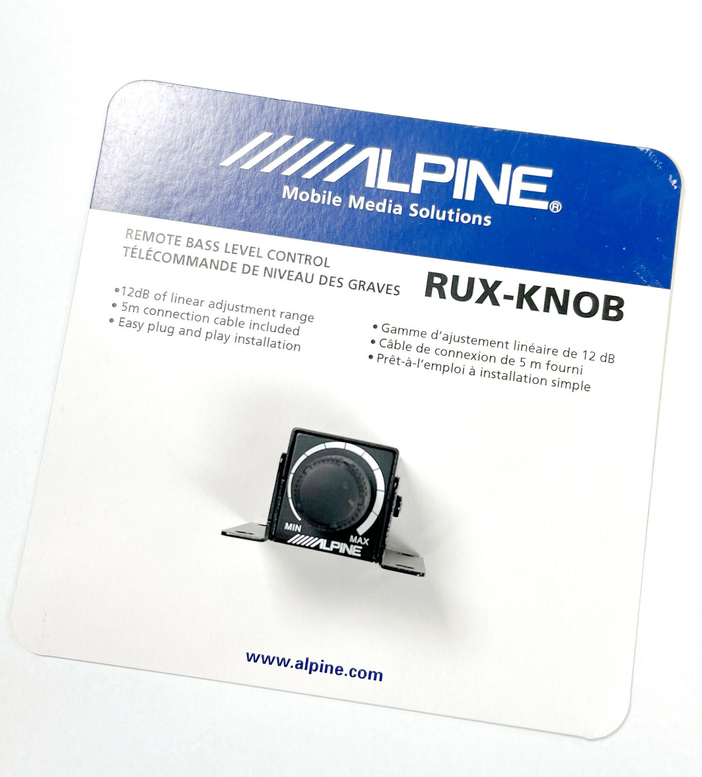 Alpine RUX-KNOB Remote Bass Level Control with 5m Connection Cable New Original