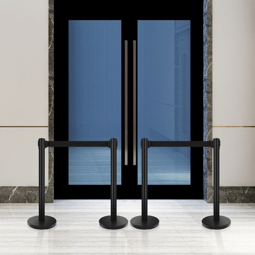 6 PCS Crowd Control Barrier Stanchion Posts Queue Pole with Retractable Belt