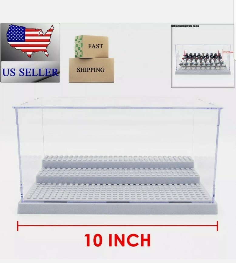 US 9.8"Display Box Showcase For Building Blocks Plastic Self-Assembly