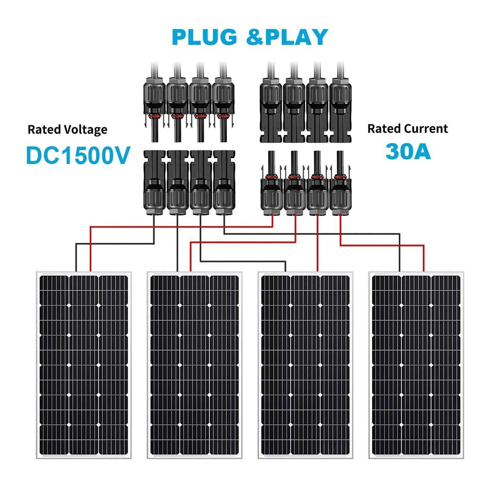 Solar Connectors Y Branch Parallel Adapter Cable Wire Plug Tool for Solar Panel