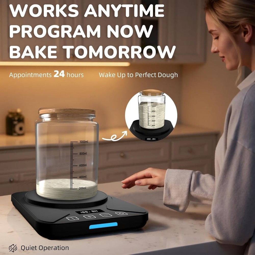 Compact Sourdough Starter Warmer with Smart Memory Control & Safety Features