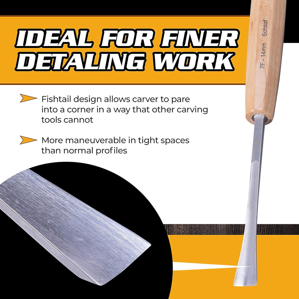High-Quality Wood Carving Tools Set of 4 Fishtail Chisels and Gouges, Razor Shar