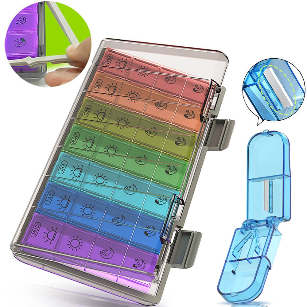 Weekly Pill Organizer 4 Times A Day Pill Box Container 7 Days Medicine Pill Case