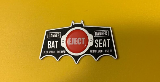 CUSTOM BATMOBILE EJECTION SEAT BUTTON CAR PLATE PROP 1966 BATMAN