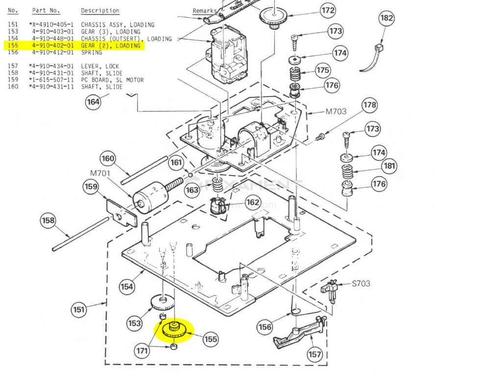 Sony CD Player CDP-30, CDP-70 Loading Gear