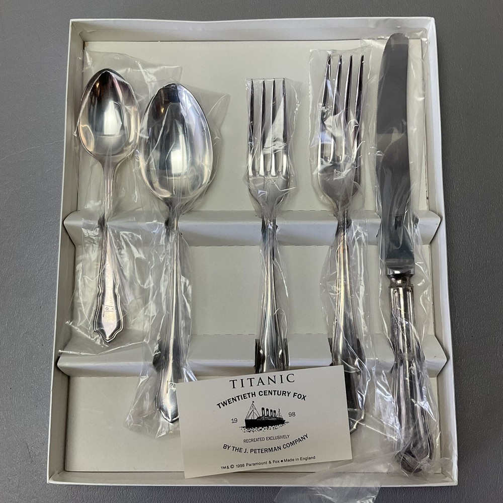 Titanic Silverware J Peterman Boxed 5 pc Place Setting 1998
