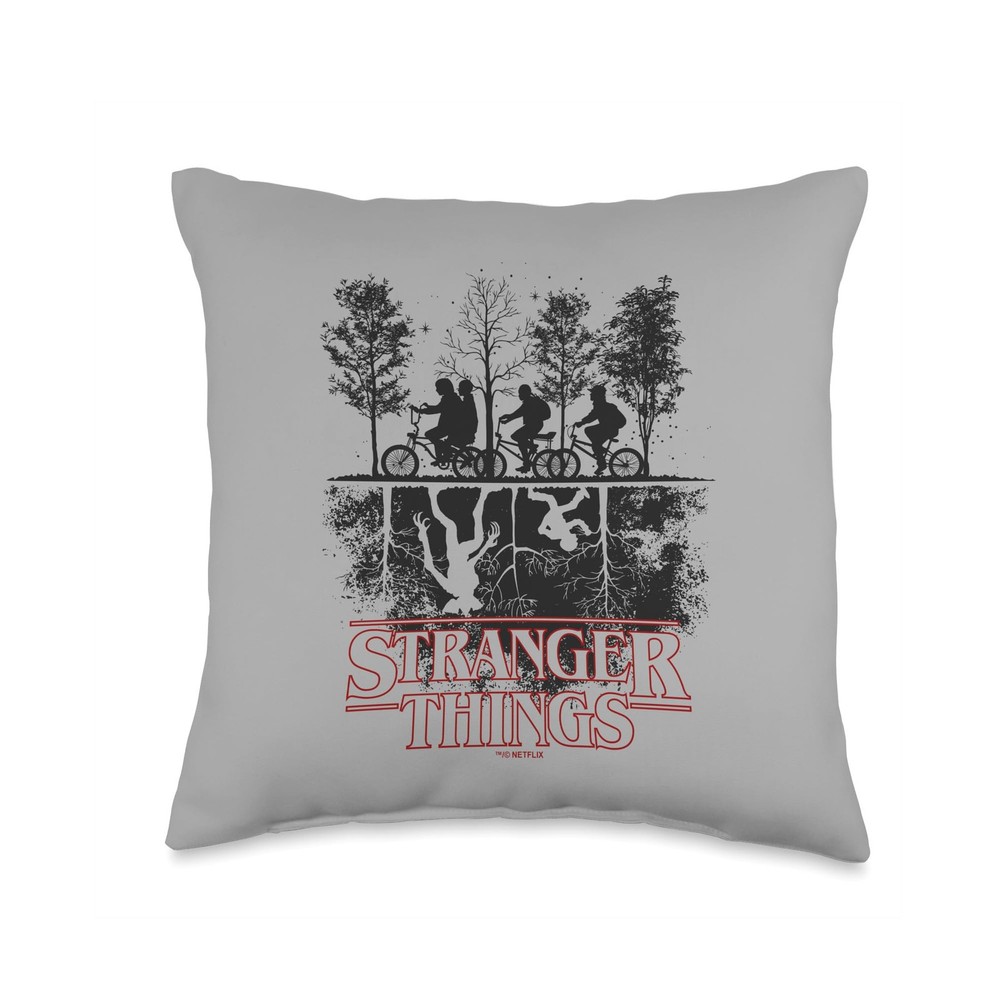 Stranger Things Upside Down Hawkins Ride Logo Throw Pillow