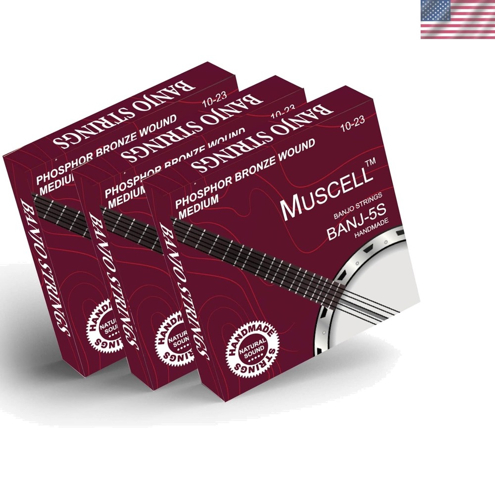 Value Pack of Handmade 5-String Banjo Strings - Durable Phosphor Bronze 10-23