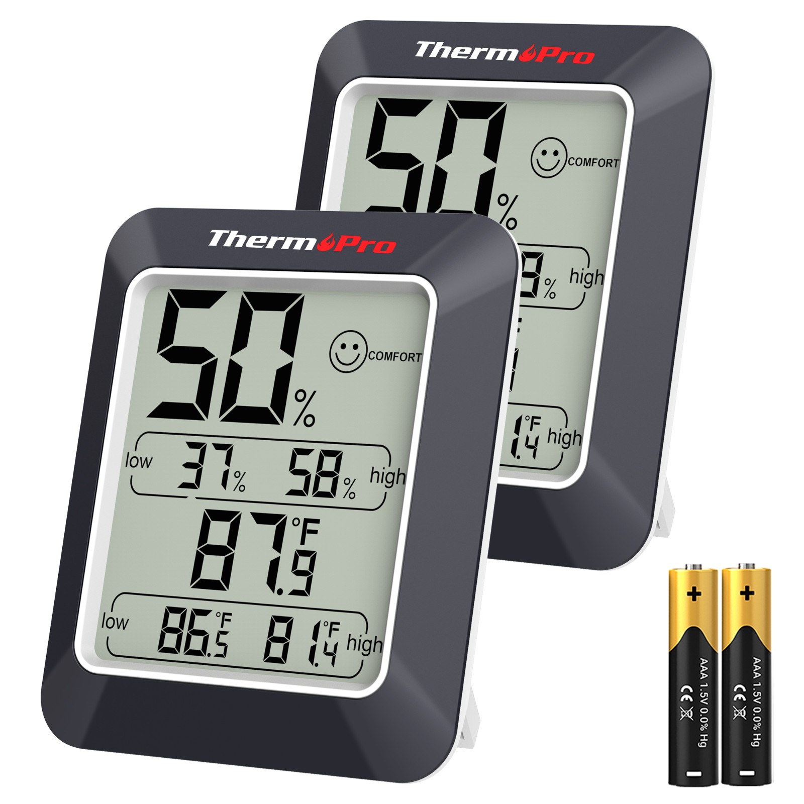 ThermoPro 2-Pack LCD Digital Indoor Hygrometer Room Temperature Humidity Gauge