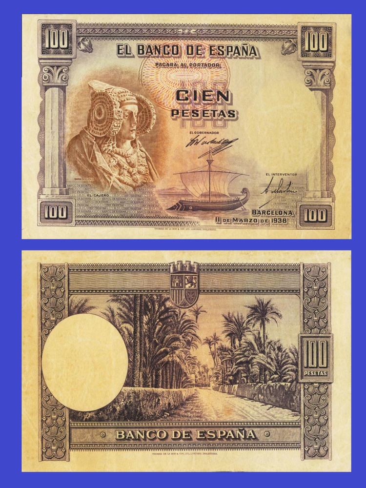 Espana Spain 100   peseta   1938 *  Copy