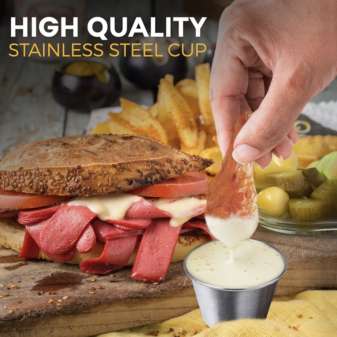 2.5 oz Sauce Cups Stainless Steel Condiment Portion Cup Dipping Sauce Cup