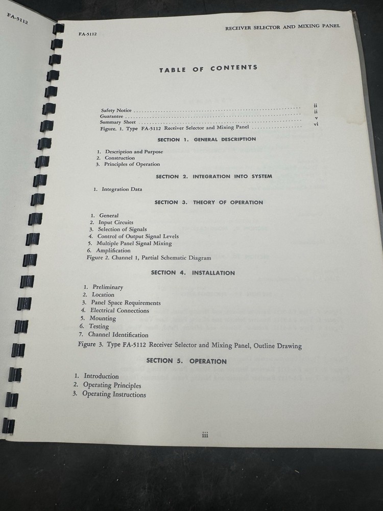 RECEIVER SELECTOR MIXING PANEL 4 CHANNEL TYPE CA-5112 INSTRUCTION BOOK