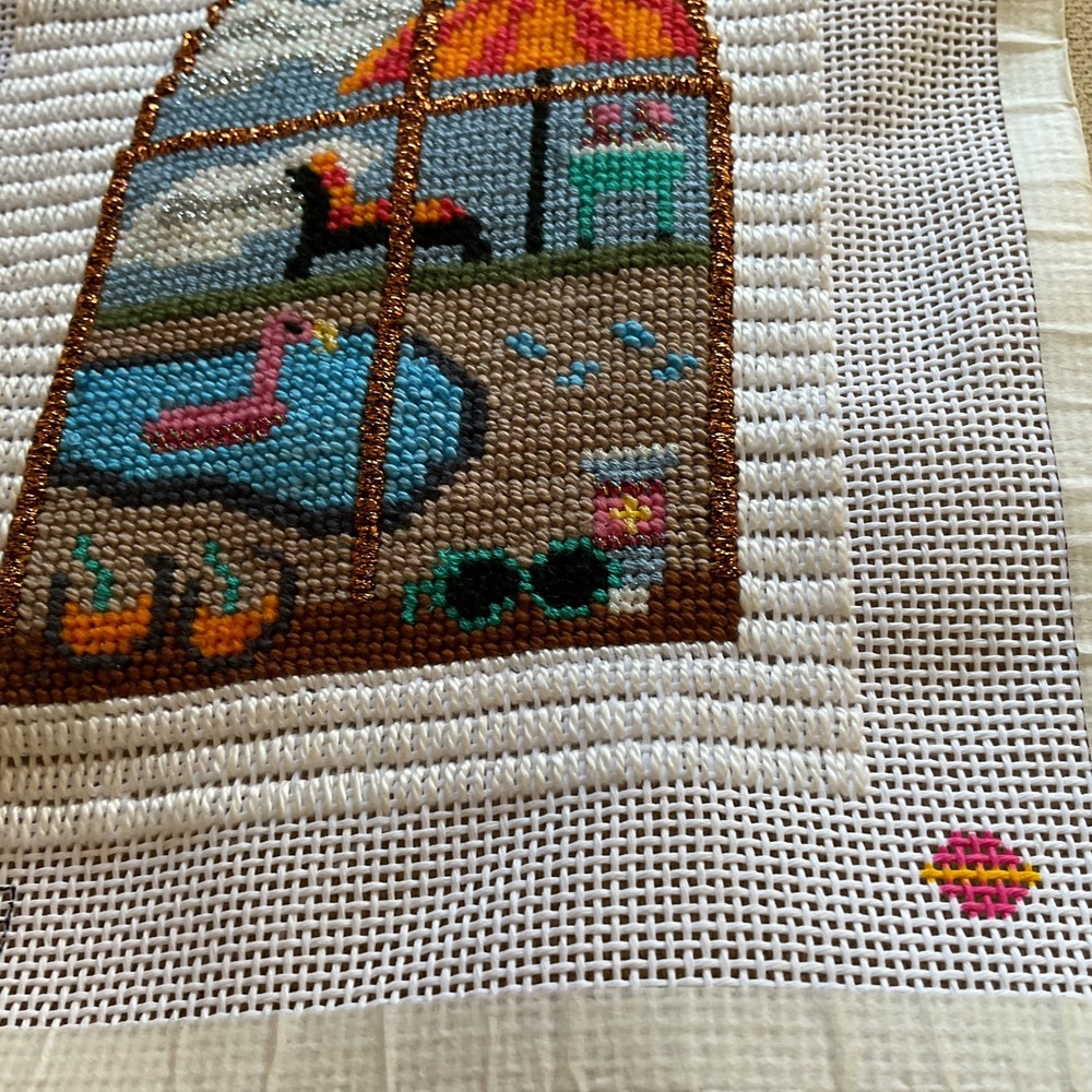 COMPLETED SUMMERTIME NEEDLEPOINT CANVAS! DONE BY ME