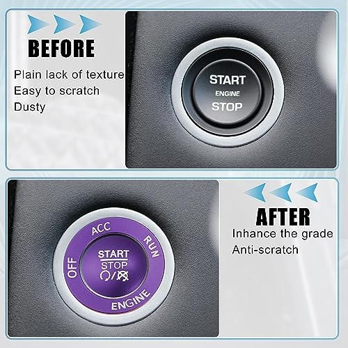 Engine Start Stop Button Cover Kit One Click Push Start Button Trim Purple