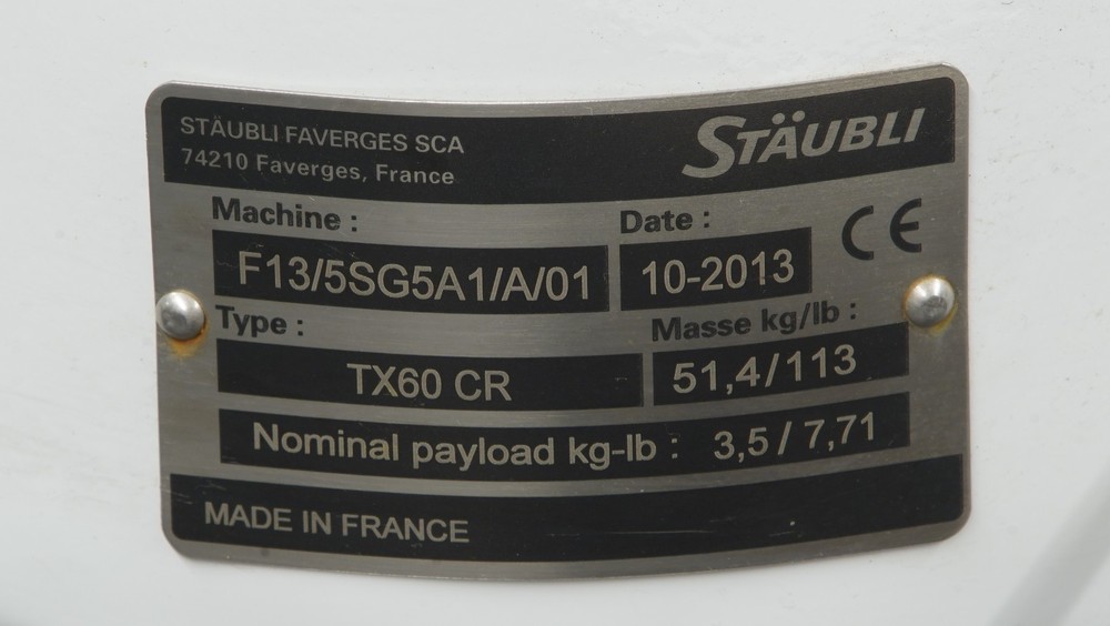 Staubli TX60 Robot W/ Controller (FA1)