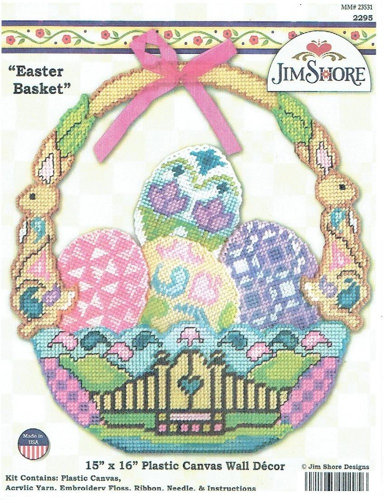 EASTER BASKET  WALL HANGING  7ct plastic canvas PATTERN (#TF0256)