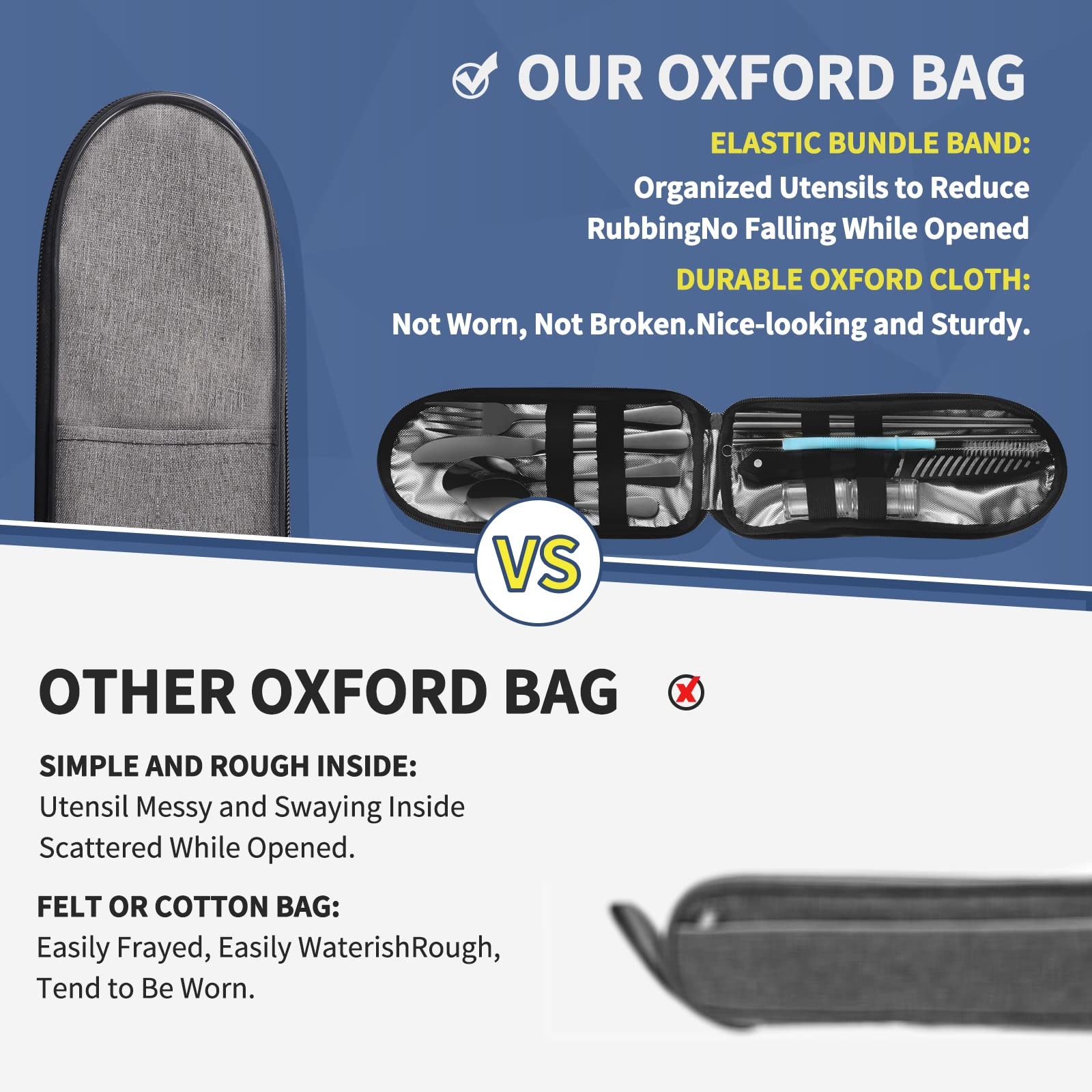 Travel Utensils with Case Reusable Portable Camping Cutlery Set Stainless Steel