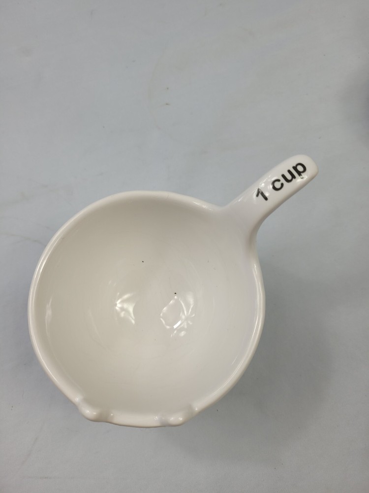 White Kitty Cat Nesting Stackable Measuring Cups 1 Cup, 1/2, 1/3, 1/4 EUC. 32