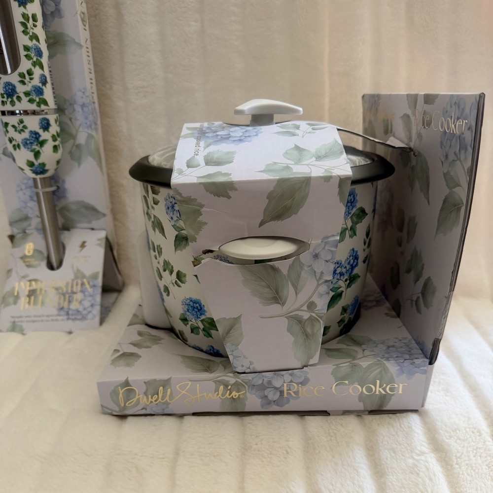Dwell Studio Immersion Blender + Rice Cooker Viral Kitchen Set Blue Hydrangeas