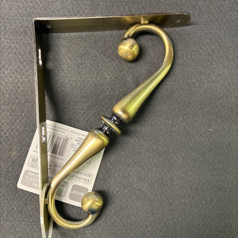 8" Scroll Decorative Bracket Antique Brass
