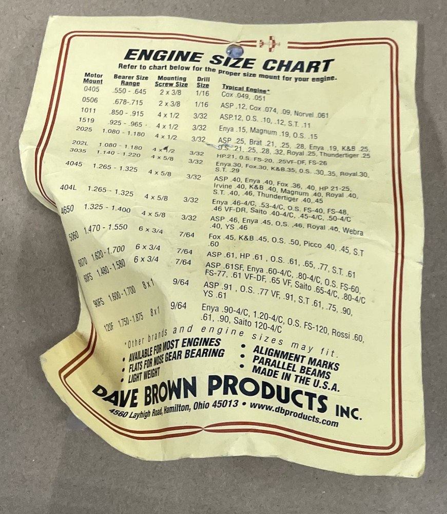 Dave Brown Glass Filled Motor Mount for small engines