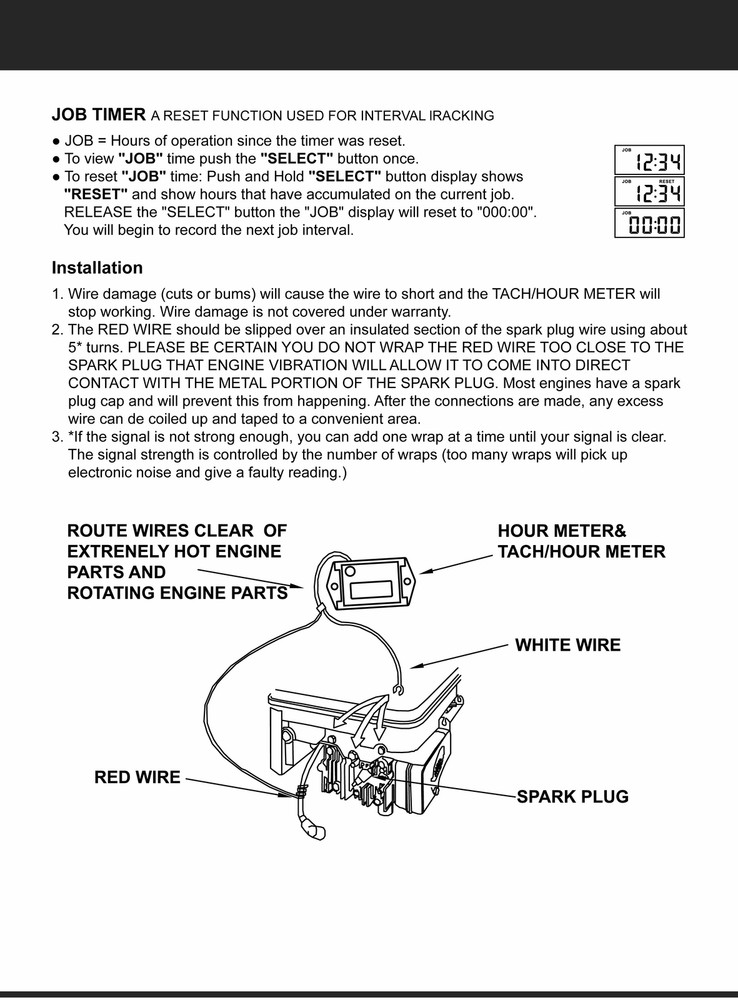 Tiny Waterproof Digital Tachometer Tach Hour Meter Job Timer Resettable Briggs