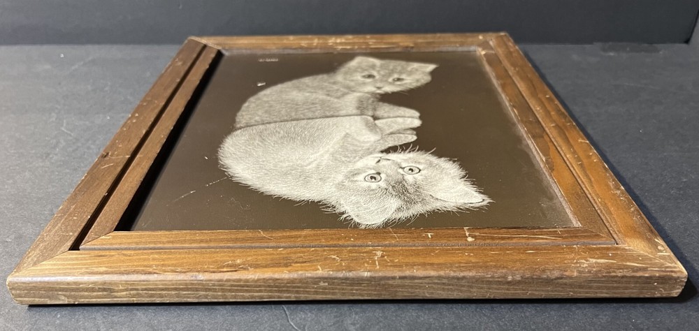 Cats by Chaplan (Framed, Wooden Picture) Duality/Mirror Image