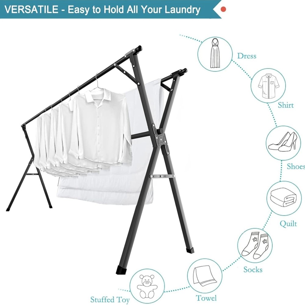 Portable Folding Laundry Drying Rack with Telescoping Design for Easy Storage
