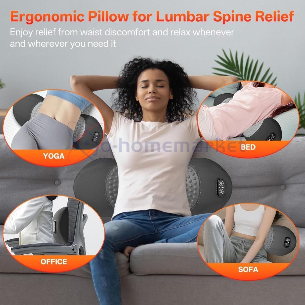 3 In 1 Electric Lumbar Support Pillow Smooth Spine Triple Fusion Back Massager