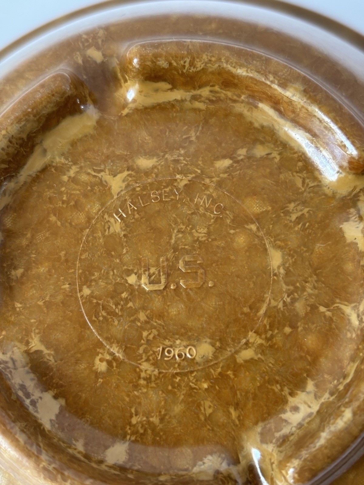 Vintage 1960 Halsey Inc U.S. Military Mess Hall Bowl Speckled Brown Melamine