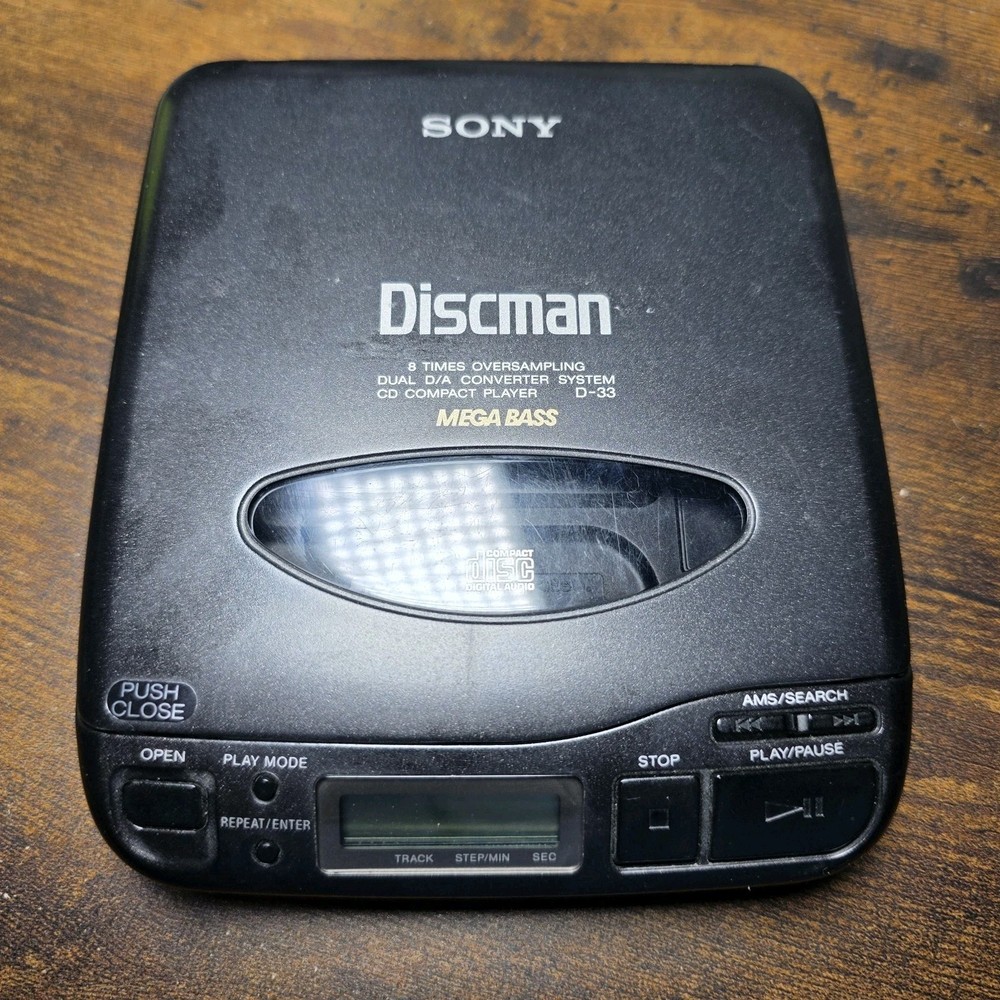 Sony D-33 Discman Portable CD Player Compact Disc Audio Powers On Won't Play CD