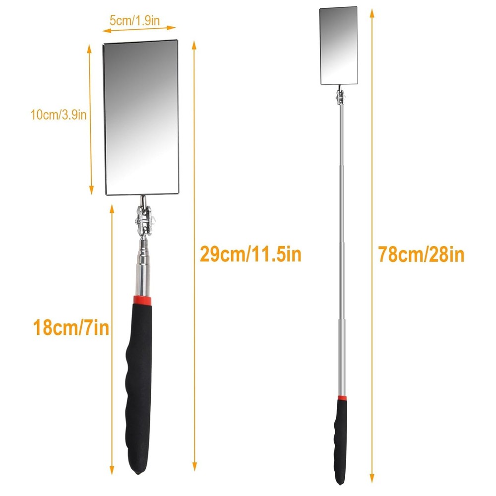 Telescoping Inspection Mirror 12-30 Inch Extendable Flexible Mirror...