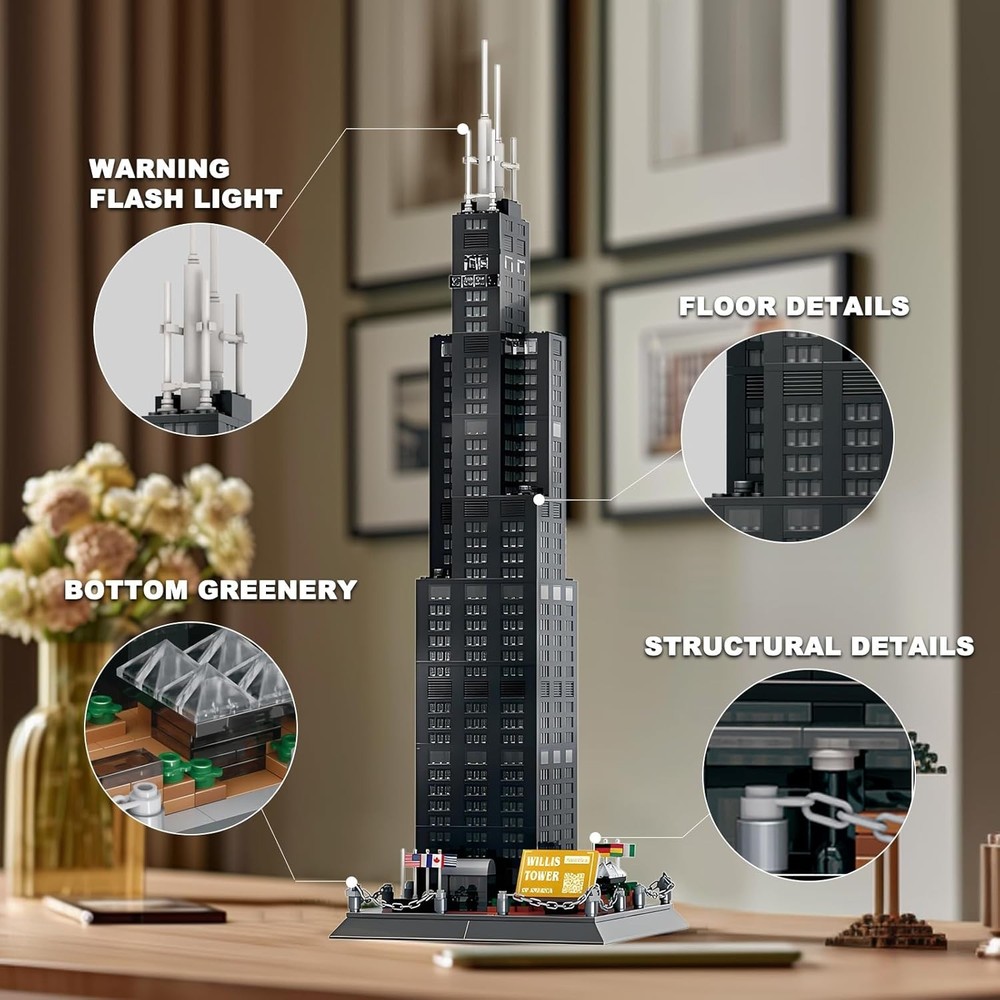 Willis Tower Chicago Model Building Kit 1241 PCS