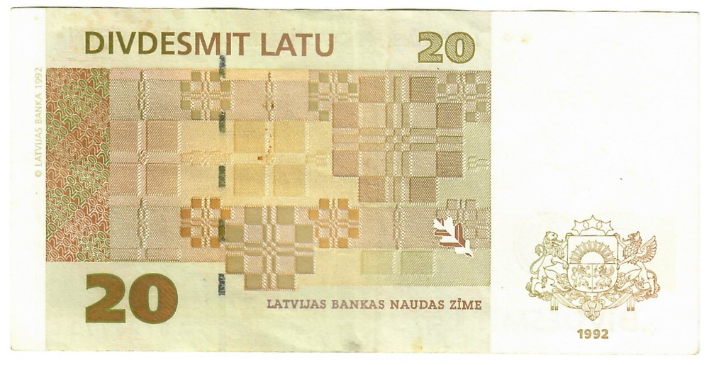 Latvia 20 Latu 1992 EF