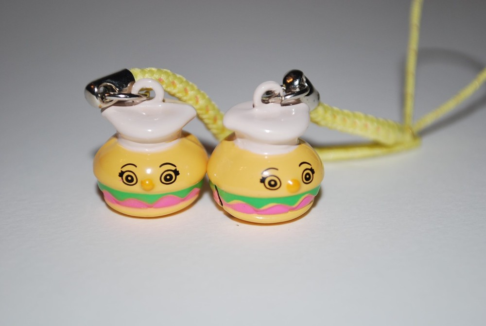 HAMBURGER CHEF BRASS BELL CELLPHONE CHARM STRAP