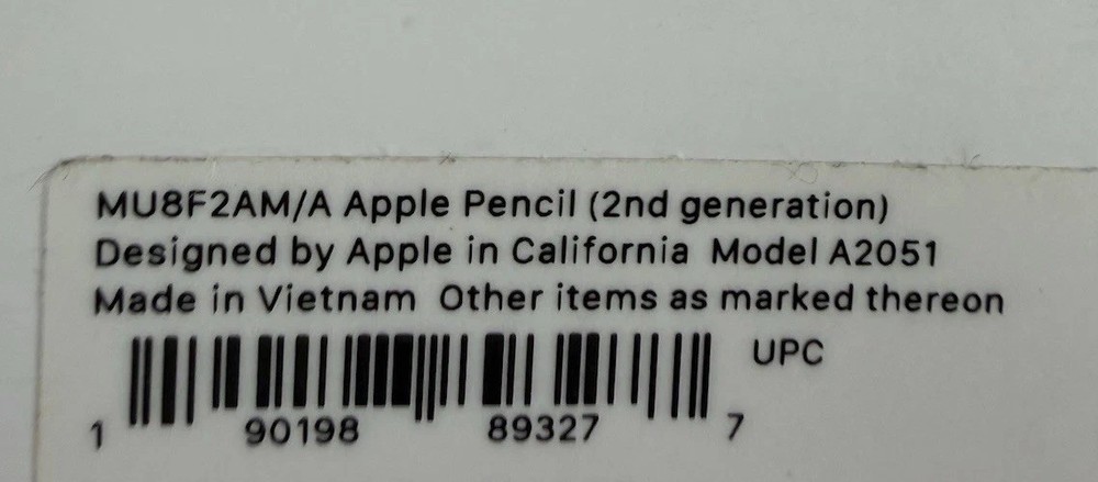 Apple Pencil Box Only With Manual Model A2051