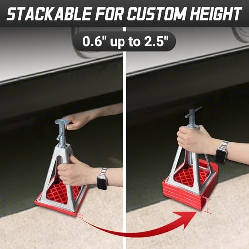 6.5" X 6.5" RV Stabilizer Jack Pads with Anti-Slip Rubber Mats, Stackable