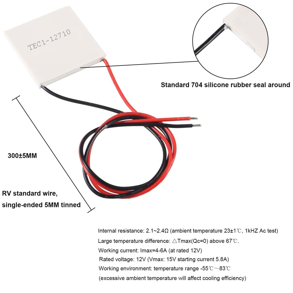 8PCS TEC1-12710 Semiconductor Refrigeration Tablets Heatsink Thermoelectric C...