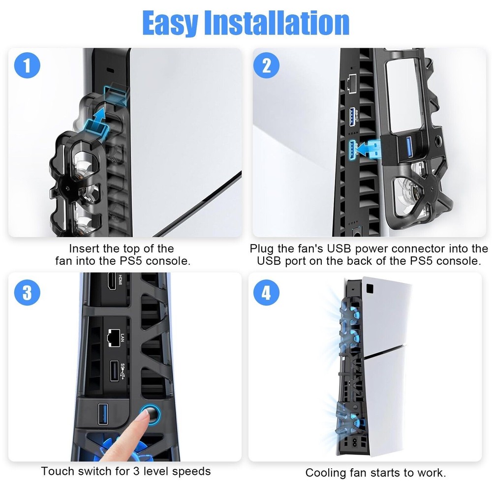 Upgraded Cooling Fan Accessory For PS5 Slim Disc/Digital Console Cooler Fan