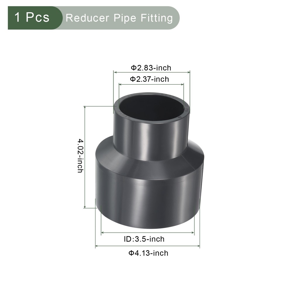 UPVC Reducer Fitting Great for Kitchen, Sink (Gray, 3" x 2")