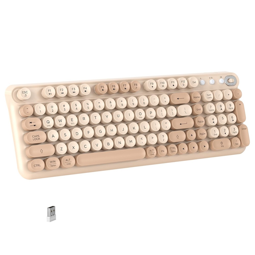 Links9+ Wireless Bluetooth Keyboard, Round Typewriter Keyboarf, Dual Mode Blu...