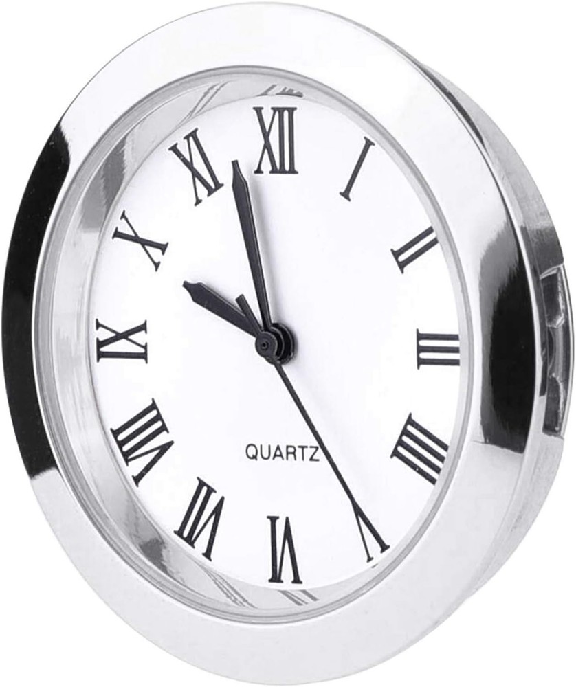 Replacement Mini Clock Movement 37mm Silver Roman Numerals Classic Style