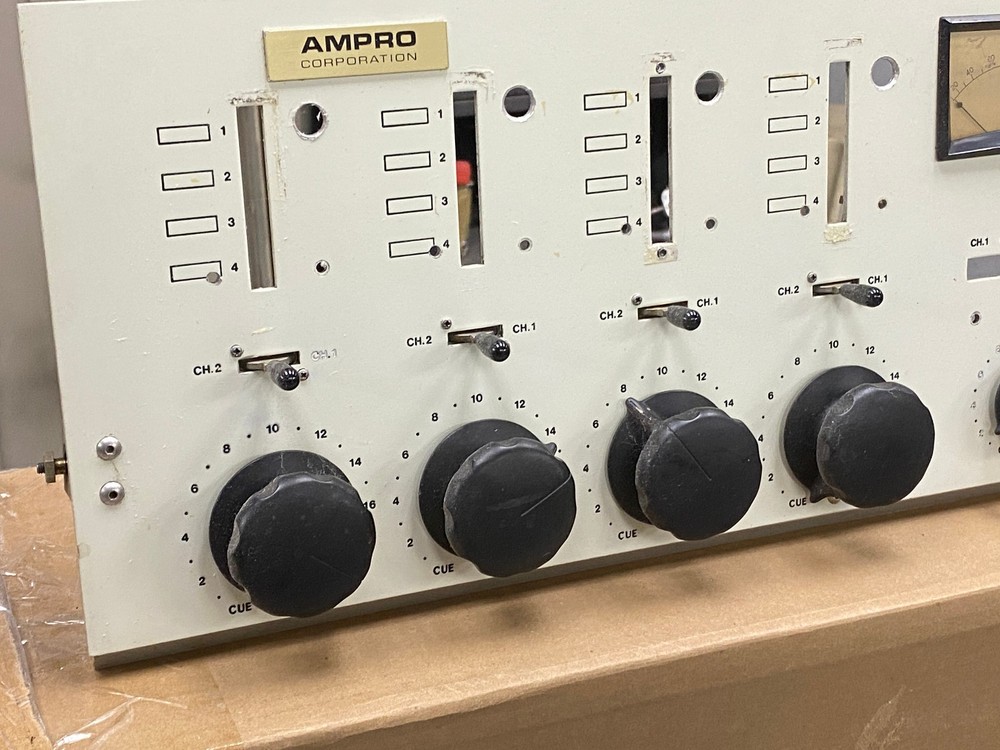 Stereo Ampro Console Front Panel with Switches - Knobs - VU's - Attenuators