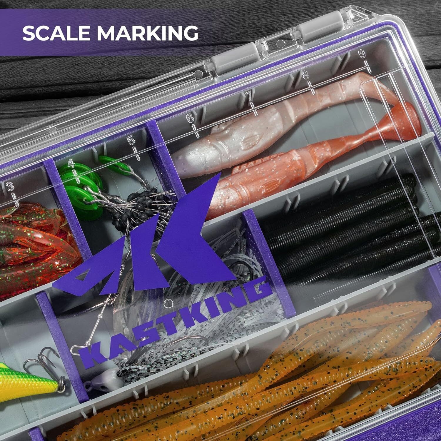 KastKing Fishing Tackle Box 3600 3700 Trays Waterproof W/Removable Dividers