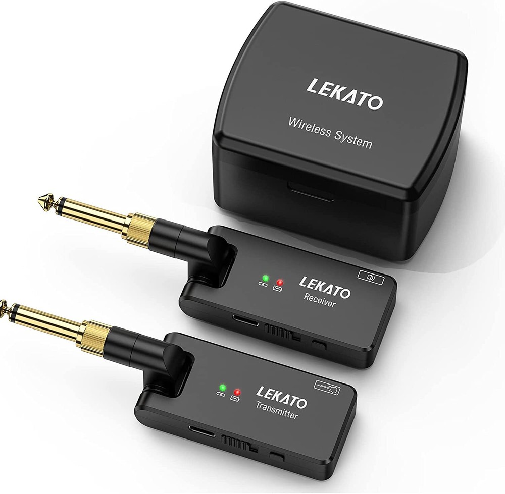 LEKATO Wireless Guitar System Rotable Transmitter Receiver w/Charging Box,30 M