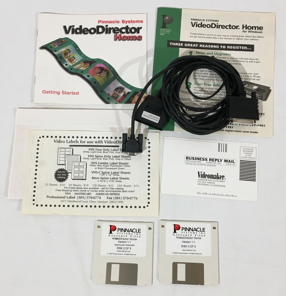 Pinnacle Video Director Video Camera VCR Editing Software W/ Cable - Incomplete