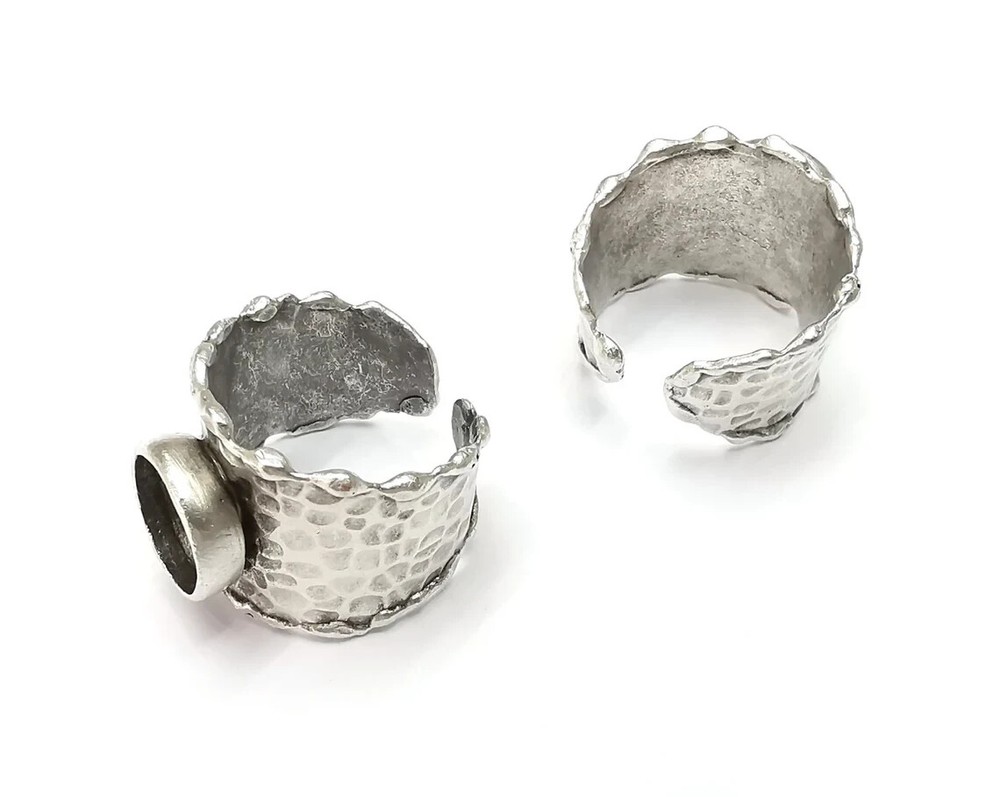 Branch Tube Ring Blank Setting, Cabochon Mounting, Adjustable Resin Ring Base