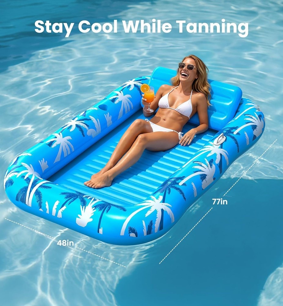 Eco-Friendly Inflatable Tanning Pool Float - UV Protective, Lightweight Design