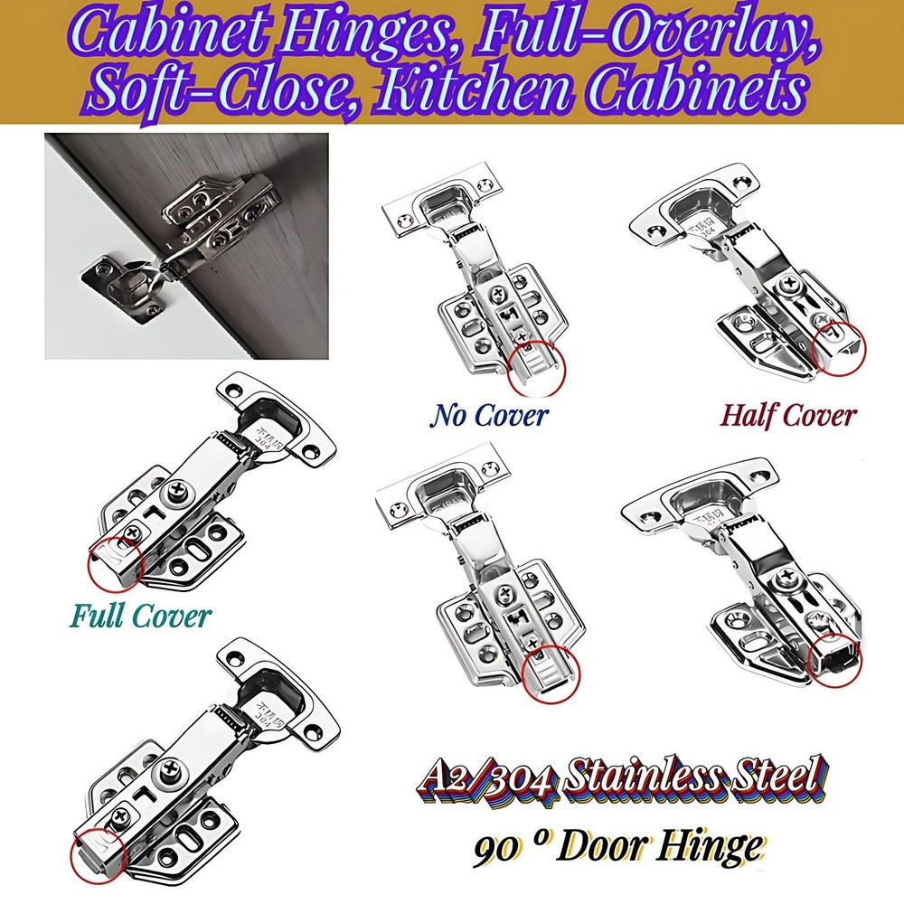 Cabinet Hinges Full Overlay Soft Close Quick Release Hinge Kitchen Cupboard New